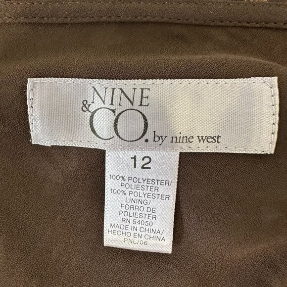 Y2K Nine & Co Brown Knee Length Skirt Floral Ruffle Size 12 - Picture 3 of 7